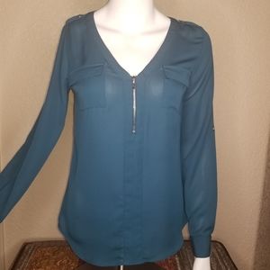 Candie's semi-sheer quarter zip top
